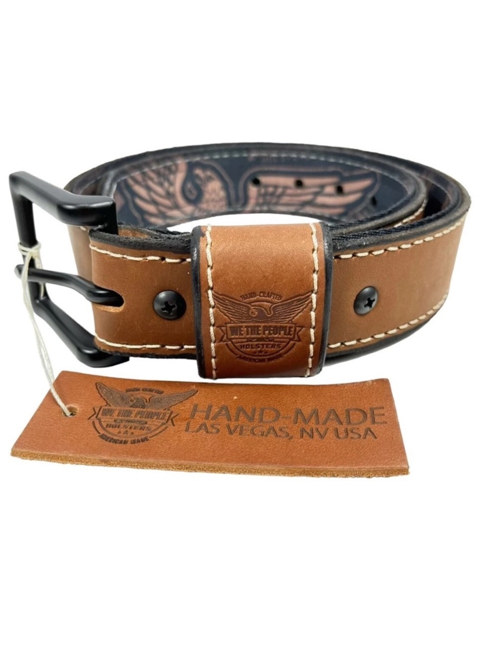 We The People Men’s Leather Gun Belt Size 30 Brown Reinforced Scuba Nylon